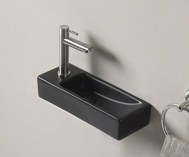 Раковина маленькая в туалет GID Suspendido Bm9271R 38 матовая черная, прямоугольная, фаянс