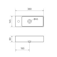 Раковина маленькая в туалет GID Suspendido Bm9271R 38 матовая черная, прямоугольная, фаянс