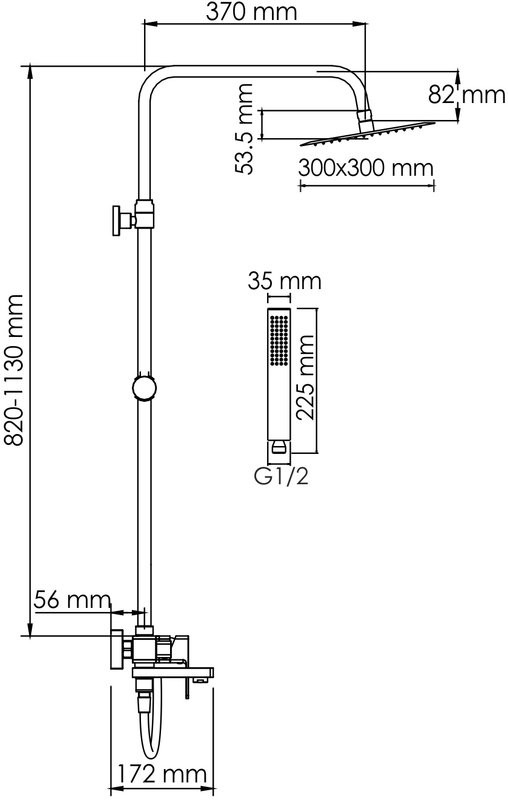 Душевая стойка Wasserkraft Lopau A177.118.103.087.CH хром