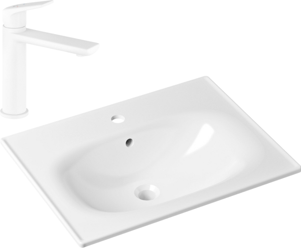Комплект Раковина Lavinia Boho Bathroom Sink 33312010 + Смеситель Wellsee ICON! for life 182305000 матовый белый