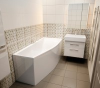 Ванна из искусственного камня Астра-Форм Скат R 170x75 см, правая, пристенная, белая, асимметричная, на ножках