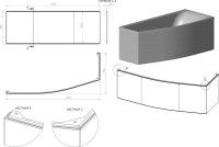Ванна из искусственного камня Астра-Форм Скат R 170x75 см, правая, пристенная, белая, асимметричная, на ножках