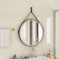 Зеркало круглое Art&Max Milan 100, черный ремень