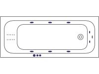Акриловая ванна WHITECROSS Vibe 0105.180075.100.SMARTNANO.CR 180x75 см, пристенная, с гидромассажем, белая, с каркасом, со сливом-переливом, с донным клапаном