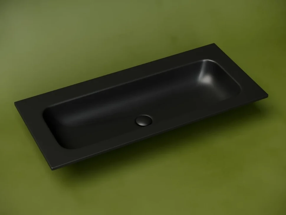 Накладная раковина Ceramicanova Grace прямоугольная без отверстия под смеситель черная матовая 101 см CN7013MBwx
