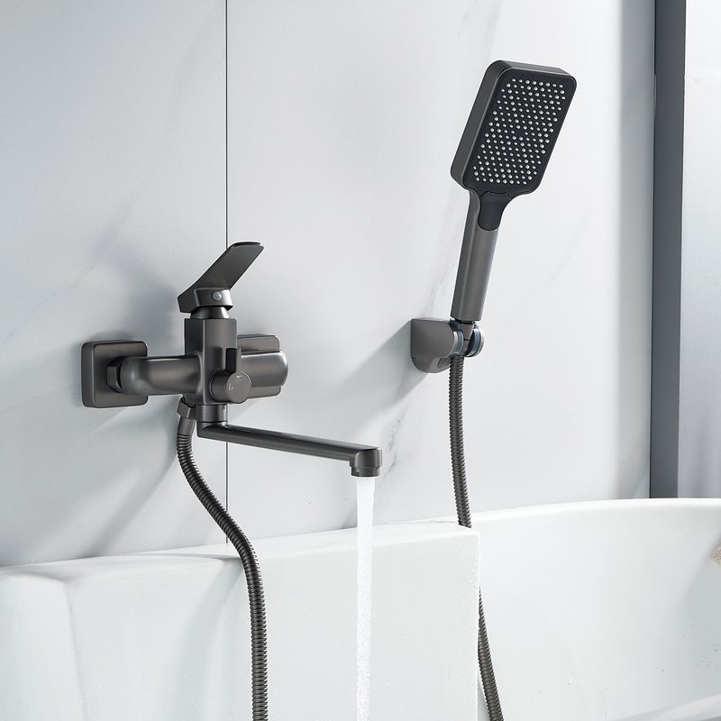 Смеситель для ванны с душем Shevanik S9902T оружейная сталь