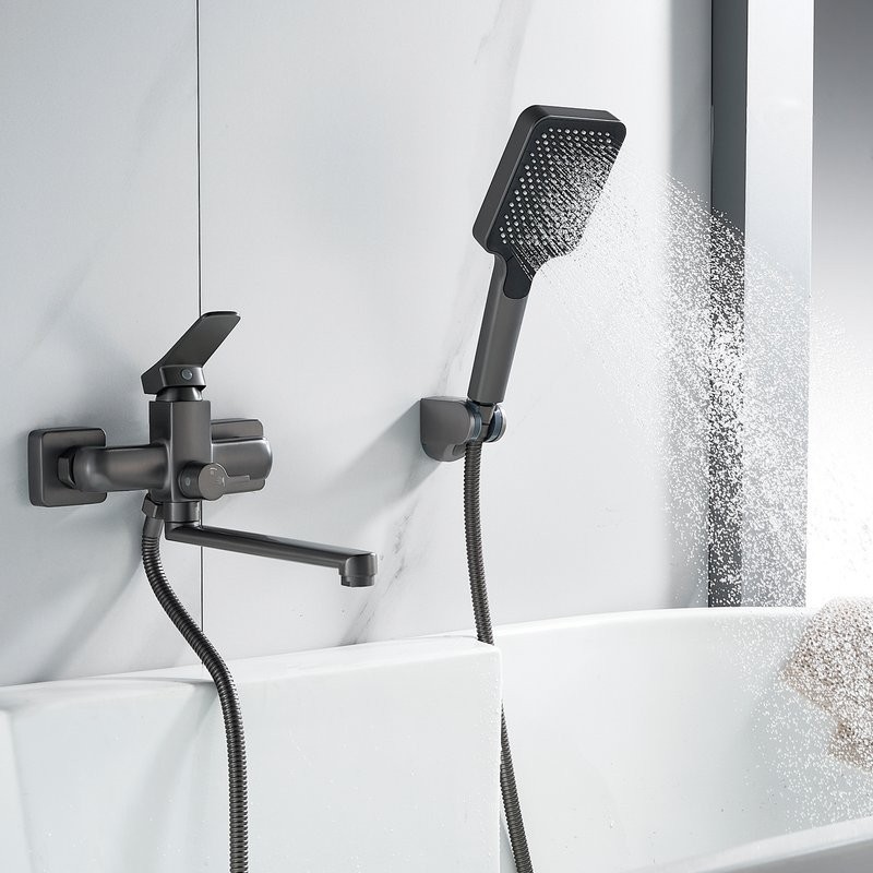 Смеситель для ванны с душем Shevanik S9902T оружейная сталь