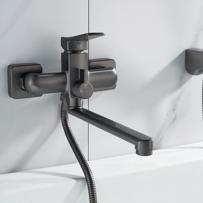 Смеситель для ванны с душем Shevanik S9902T оружейная сталь