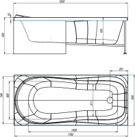 Акриловая ванна Alex Baitler Saima 180x80 см, встраиваемая, белая, с экраном