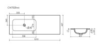 Раковина накладная Ceramicanova Grace, чаша слева, без отв под смеситель, 1210x457x137, белый, CN7020wx