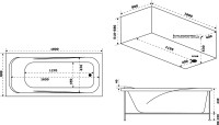 Акриловая ванна Bas Кварта 180x80 см, пристенная, белая, с каркасом