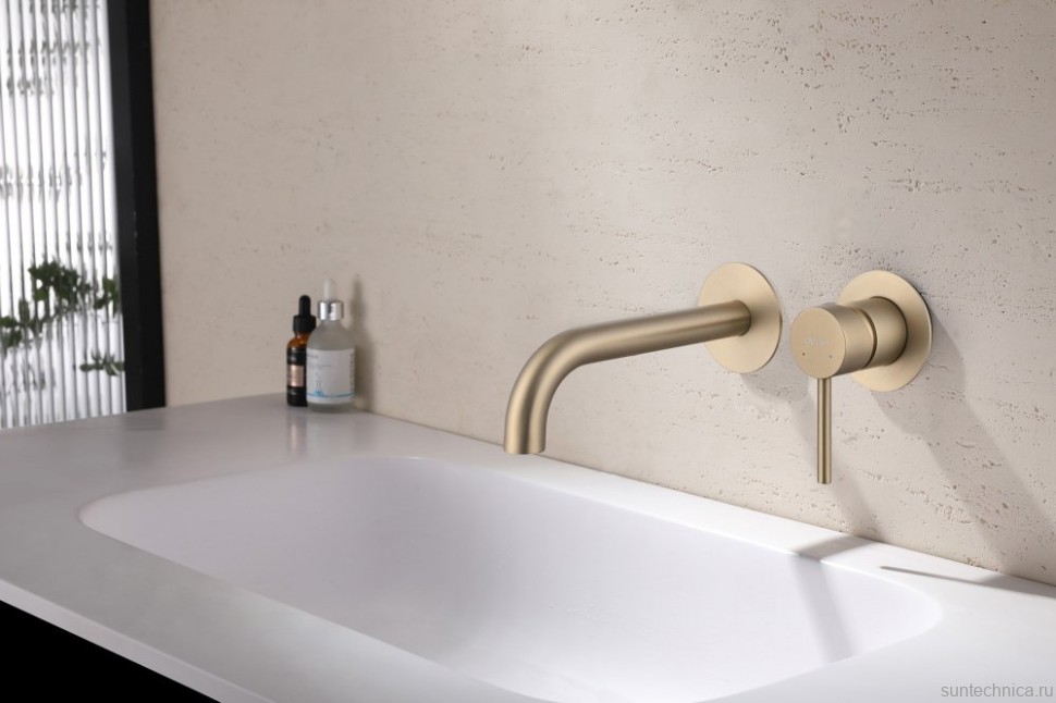 Смеситель для раковины Abber Wasser Kreis AF8112G С ВНУТРЕННЕЙ ЧАСТЬЮ, матовое золото