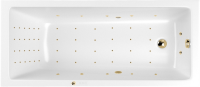 Акриловая ванна WHITECROSS Wave Nano 170x75 см, встраиваемая, с гидромассажем, белый глянец, с каркасом, со сливом-переливом, фурнитура золото