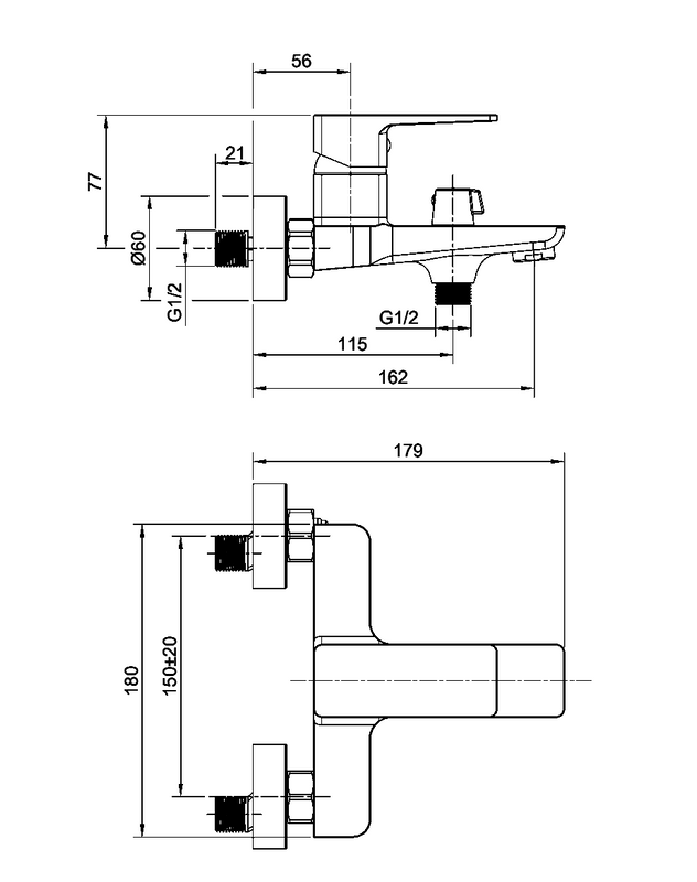 Смеситель для ванны с душем Olive'S Navarra 25201NR хром