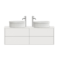 Тумба с раковиной Belux Джаз 130 подвесная, белая глянцевая, раковина Колизей 55