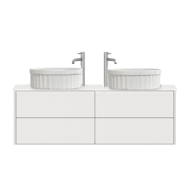 Тумба с раковиной Belux Джаз 130 подвесная, белая глянцевая, раковина Колизей 55