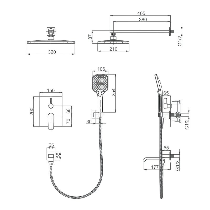 Душевой комплект Splenka S31 S31.27 С ВНУТРЕННЕЙ ЧАСТЬЮ, хром