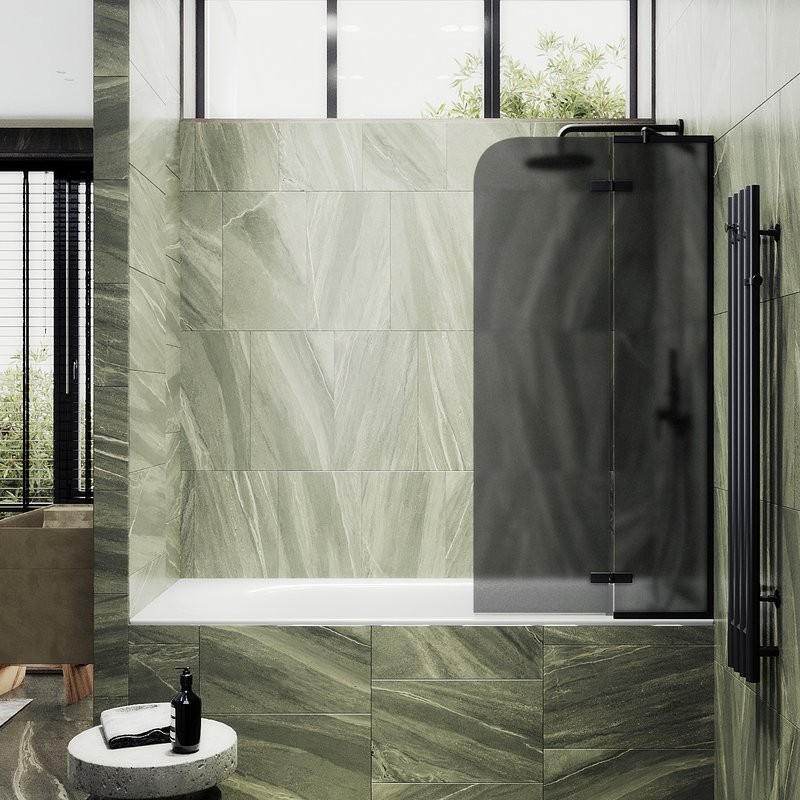 Шторка на ванну Maybahglass MGV-919-6 99 см, профиль черный, стекло графит матовое
