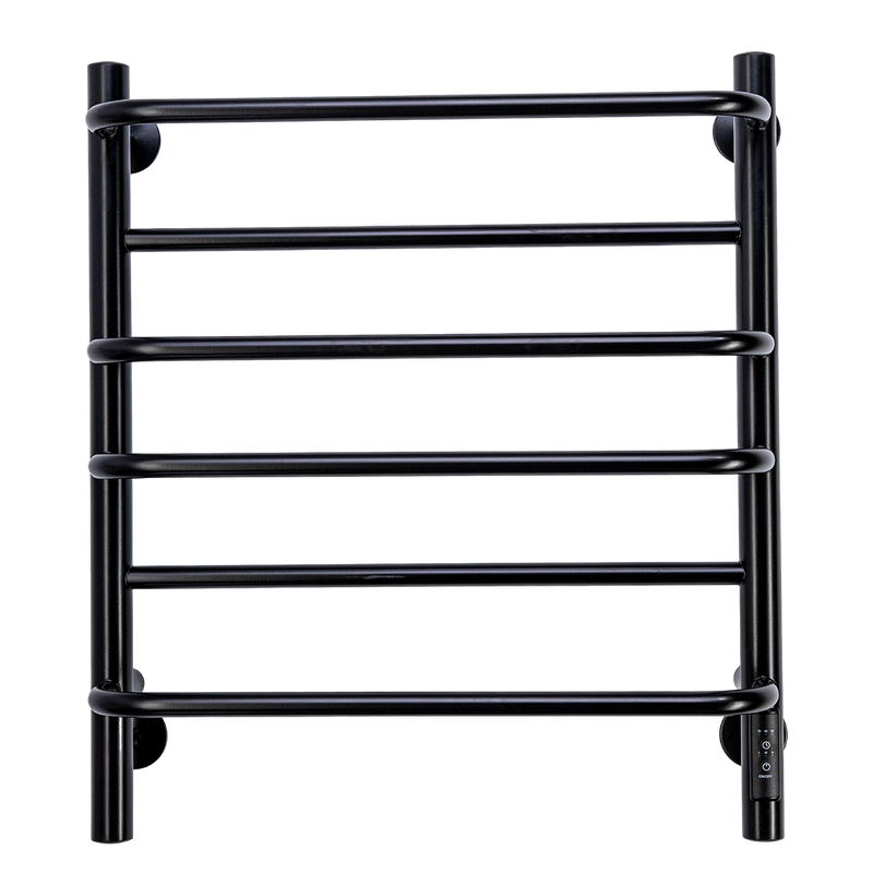 Полотенцесушитель электрический Comfysan Puro EC-6 60x55 см, скрытое подключение справа, слева, матовый черный, лесенка, из стали, с полкой