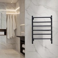 Полотенцесушитель электрический Comfysan Puro EC-6 60x55 см, скрытое подключение справа, слева, матовый черный, лесенка, из стали, с полкой