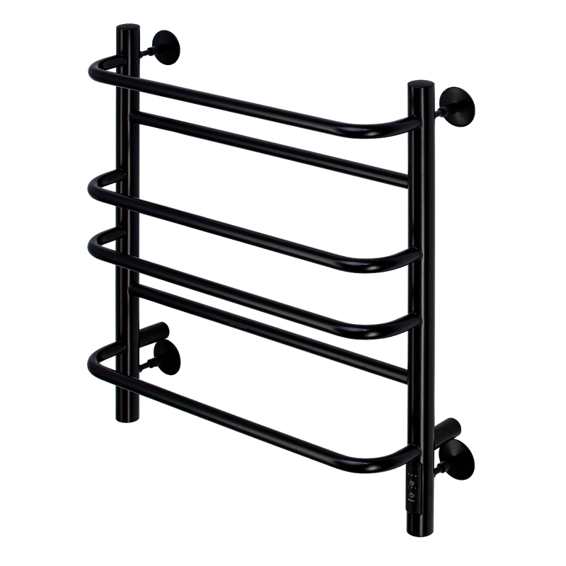 Полотенцесушитель электрический Comfysan Puro EC-6 60x55 см, скрытое подключение справа, слева, матовый черный, лесенка, из стали, с полкой