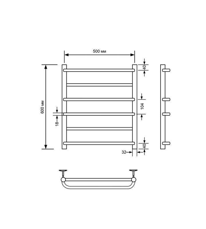 Полотенцесушитель электрический Comfysan Puro EC-6 60x55 см, скрытое подключение справа, слева, матовый черный, лесенка, из стали, с полкой