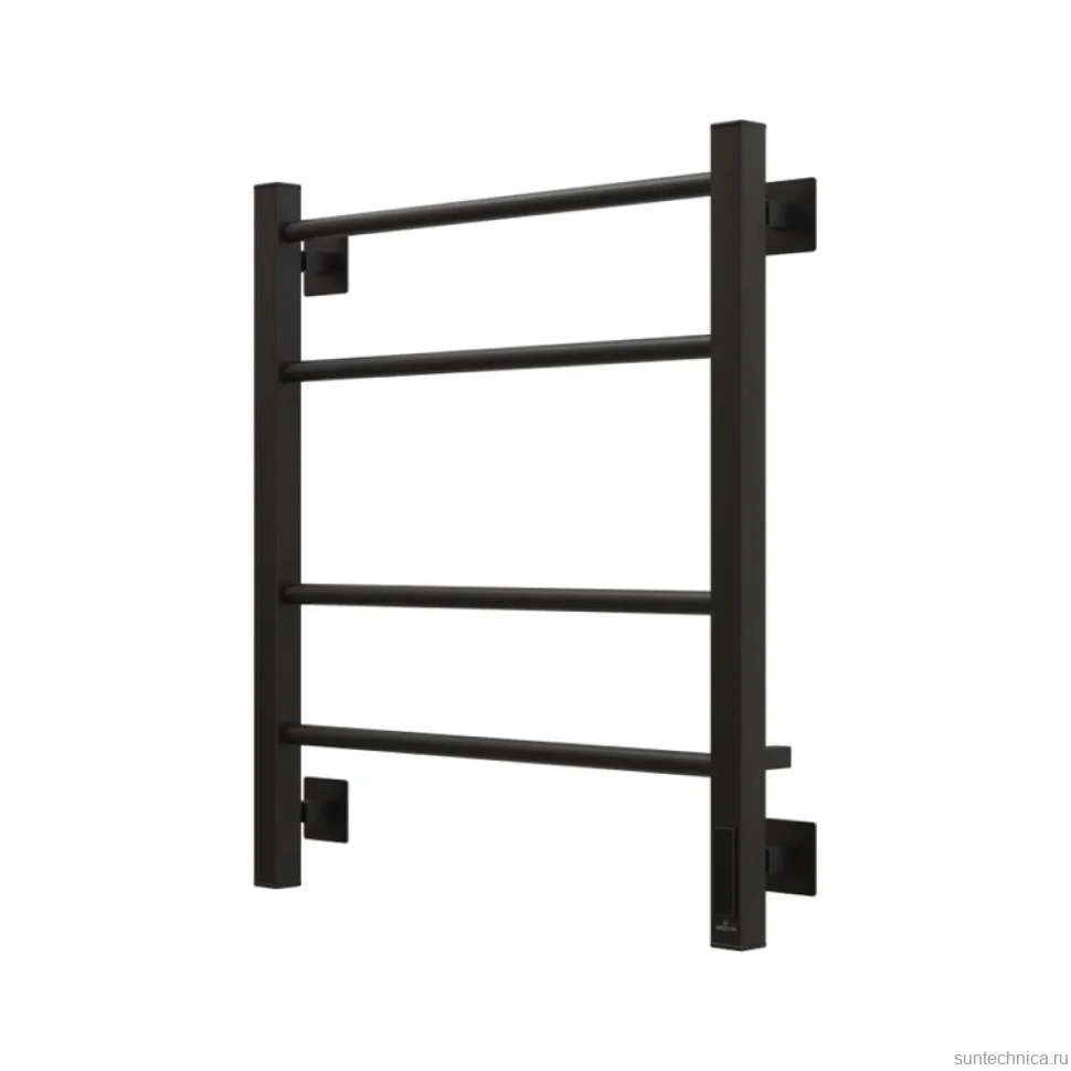 Полотенцесушитель электрический Grota Costa 530х600 RAL9005 EL 60x55 см, подключение справа, слева, скрытое подключение справа, матовый черный, лесенка, из стали