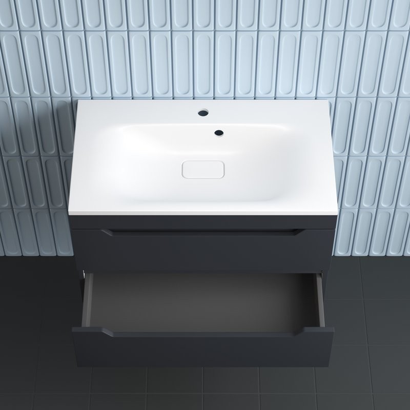 Тумба под раковину без столешницы Style Line Остин 80 подвесная, графит эмаль plus