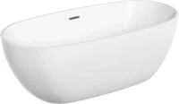 Акриловая ванна Sancos Flo FB02 170x80 см, отдельностоящая, белая, овальная, с каркасом, со сливом-переливом