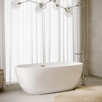 Акриловая ванна Sancos Flo FB02 170x80 см, отдельностоящая, белая, овальная, с каркасом, со сливом-переливом