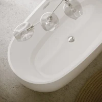 Акриловая ванна Sancos Flo FB02 170x80 см, отдельностоящая, белая, овальная, с каркасом, со сливом-переливом