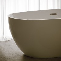 Акриловая ванна Sancos Flo FB02 170x80 см, отдельностоящая, белая, овальная, с каркасом, со сливом-переливом