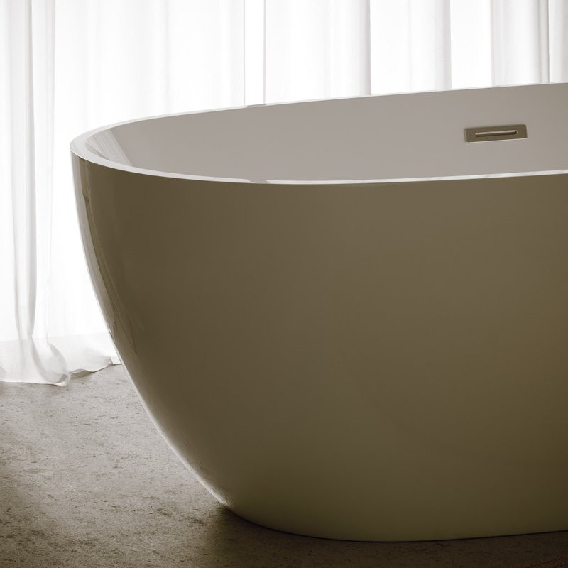 Акриловая ванна Sancos Flo FB02 170x80 см, отдельностоящая, белая, овальная, с каркасом, со сливом-переливом