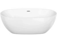 Акриловая ванна Sancos Flo FB02 170x80 см, отдельностоящая, белая, овальная, с каркасом, со сливом-переливом