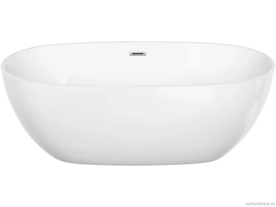 Акриловая ванна Sancos Flo FB02 170x80 см, отдельностоящая, белая, овальная, с каркасом, со сливом-переливом