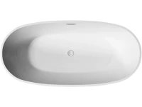 Акриловая ванна Sancos Flo FB02 170x80 см, отдельностоящая, белая, овальная, с каркасом, со сливом-переливом