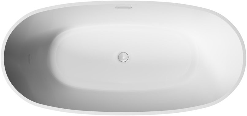 Акриловая ванна Sancos Flo FB02 170x80 см, отдельностоящая, белая, овальная, с каркасом, со сливом-переливом