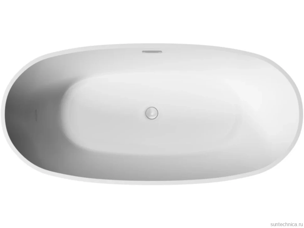 Акриловая ванна Sancos Flo FB02 170x80 см, отдельностоящая, белая, овальная, с каркасом, со сливом-переливом