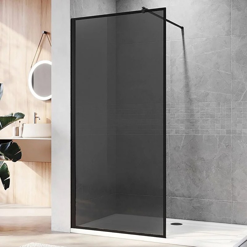 Душевая перегородка Veconi Korato KR81B-110-05-C8 110 см, профиль матовый черный, стекло тонированное