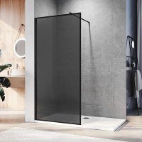 Душевая перегородка Veconi Korato KR81B-110-05-C8 110 см, профиль матовый черный, стекло тонированное