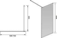Душевая перегородка Veconi Korato KR81B-110-05-C8 110 см, профиль матовый черный, стекло тонированное