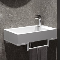 Консоль с раковиной Belux Темпо 50 L подвесная, цвет консоли белый, сифон квадратный, хром