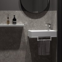 Консоль с раковиной Belux Темпо 50 L подвесная, цвет консоли белый, сифон квадратный, хром