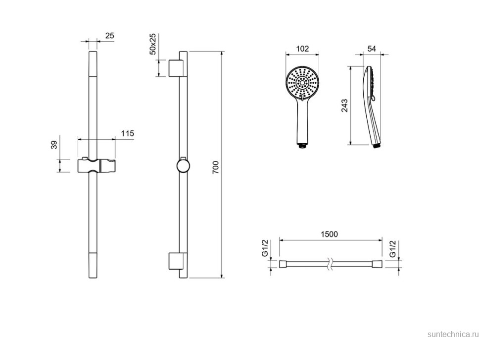 Комплект для ванной AQUATEK Ника AQ1830MB 3 в 1, черный матовый