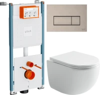 Комплект Унитаз подвесной Ceramicanova UP Rimless CN4007 белый + Инсталляция VitrA V-Fix Core 732-5800-01PV + Кнопка Root Square 740-2395 никель