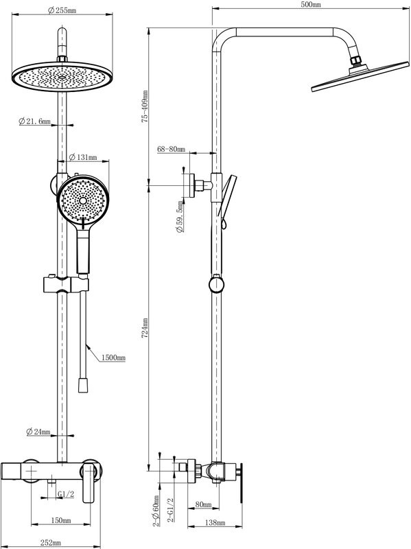 Душевая стойка Wonzon & Woghand WW-B3517-MB матовая черная