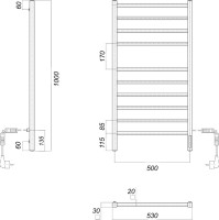 Полотенцесушитель электрический Domoterm Квадро П10 50x100 EK R