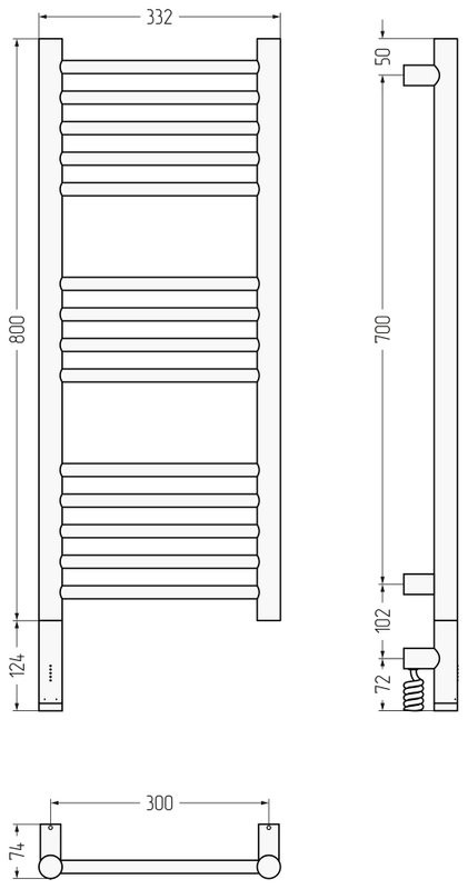 Полотенцесушитель электрический Сунержа Богема 3.1 051-6004-8030 90x35 см, подключение слева, состаренная латунь, лесенка