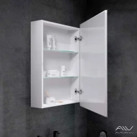 Зеркало-шкаф Alavann Rita 60х80 R с подсветкой, антизапотеватель, часы