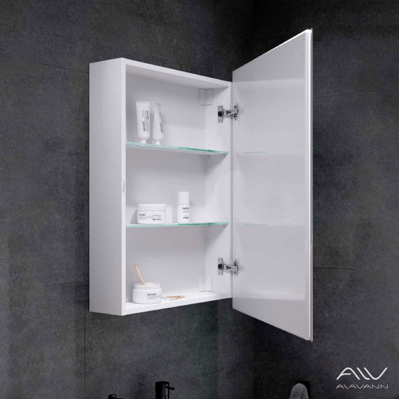 Зеркало-шкаф Alavann Rita 60х80 R с подсветкой, антизапотеватель, часы